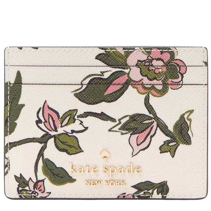 Front View of Kate Spade Madison Floral Small Slim Card Holder - Meringue Multi KL863