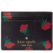 Buy Kate Spade Madison Rose Toss Printed Small Slim Card Holder in Black Multi ke995 Online in Singapore | PinkOrchard.com