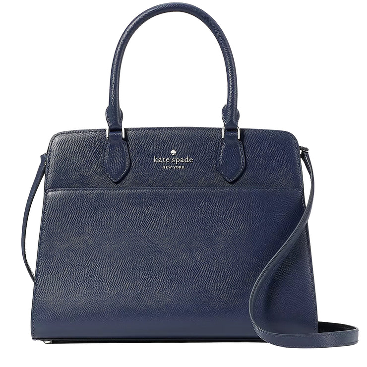 Kate Spade Madison Saffiano Leather Medium Satchel Bag In Parisan Navy kc436