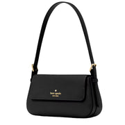 Side View of Kate Spade Madison Saffiano Leather Small Flap Shoulder Bag - Black KK952