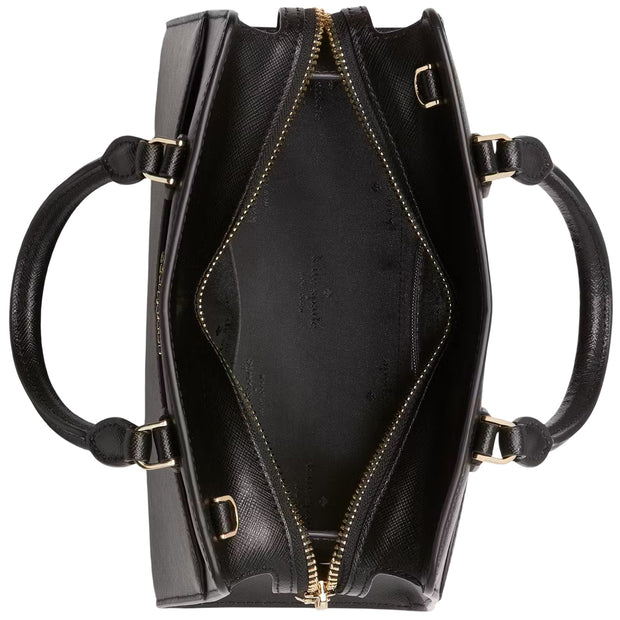 Interior View of Kate Spade Madison Saffiano Leather Small Satchel Bag in Black kc437