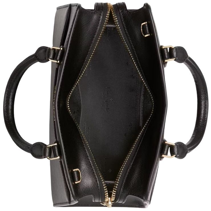 Interior View of Kate Spade Madison Saffiano Leather Small Satchel Bag in Black kc437