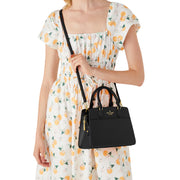 Model Wearing Kate Spade Madison Saffiano Leather Small Satchel Bag in Black kc437