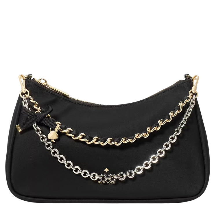 Front View of Kate Spade Margot Nylon Convertible Crossbody Bag - Black KN256