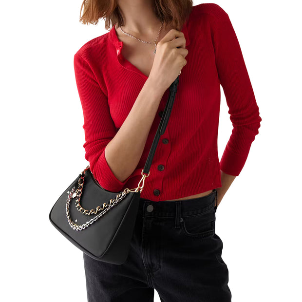 Model Wearing Kate Spade Margot Nylon Convertible Crossbody Bag - Black KN256