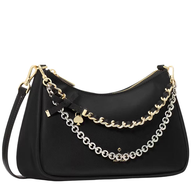 Side View of Kate Spade Margot Nylon Convertible Crossbody Bag - Black KN256