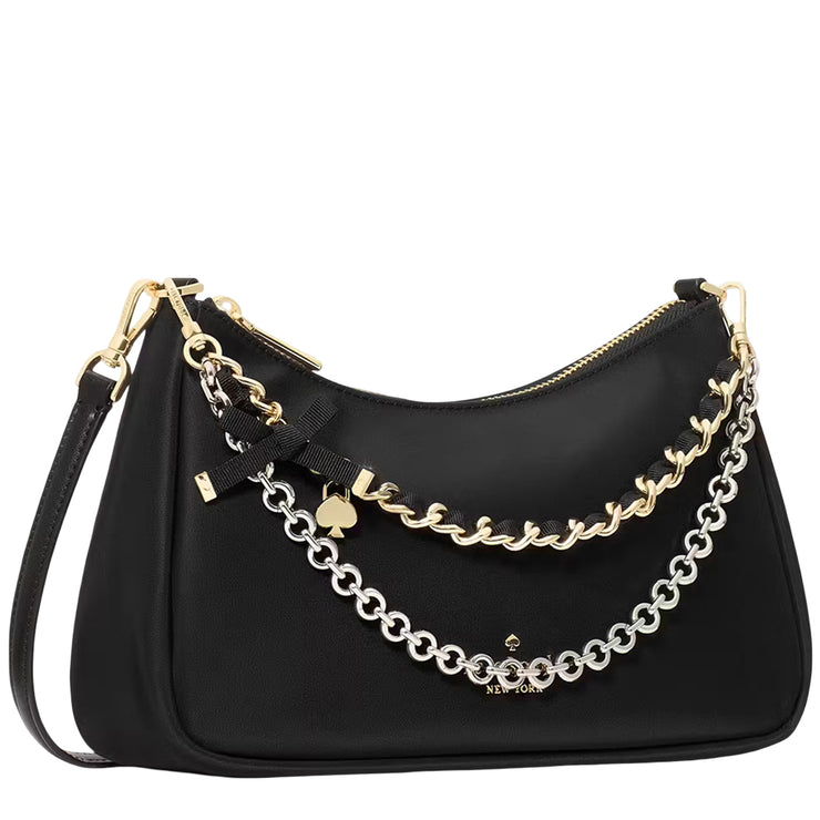 Side View of Kate Spade Margot Nylon Convertible Crossbody Bag - Black KN256