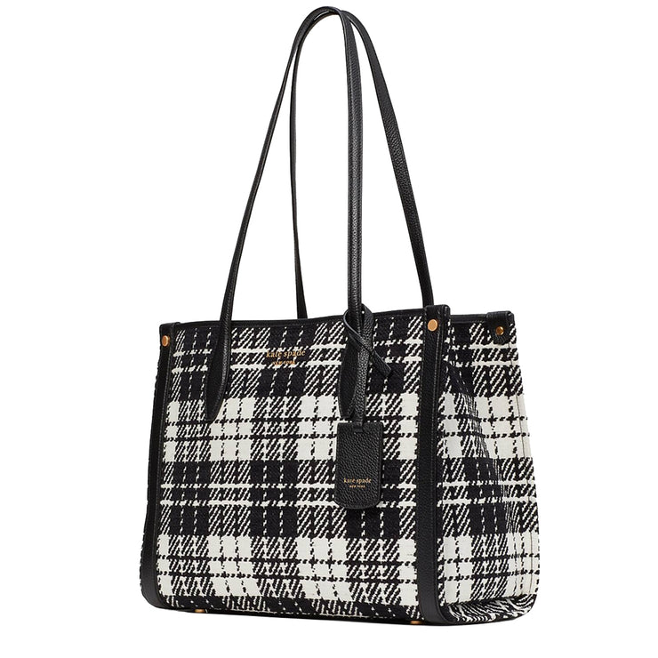 Kate Spade Market Posh Plaid Jacquard Medium Tote Bag in Black Multi k9963