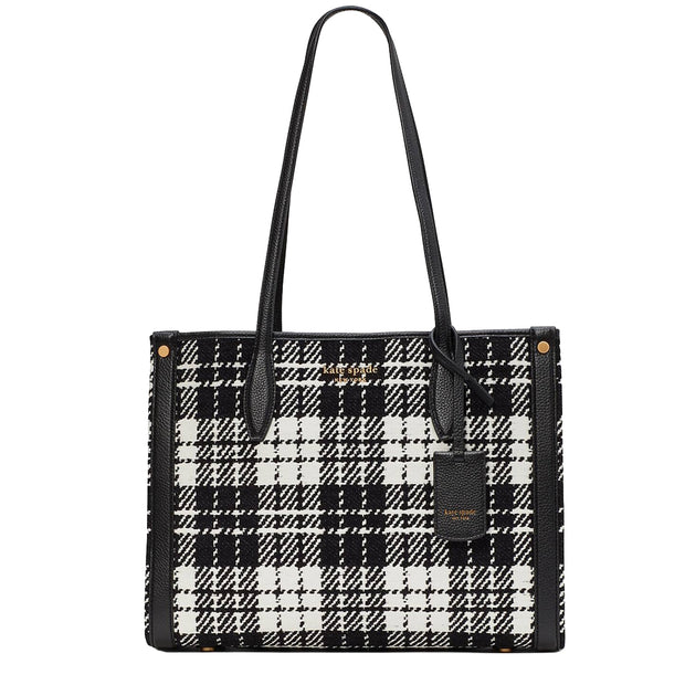 Kate Spade Market Posh Plaid Jacquard Medium Tote Bag in Black Multi k9963
