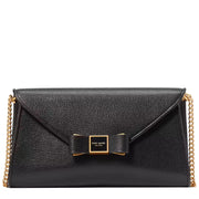 Front View of Kate Spade Morgan Bow Embellished Envelope Flap Crossbody Bag - Black KF927