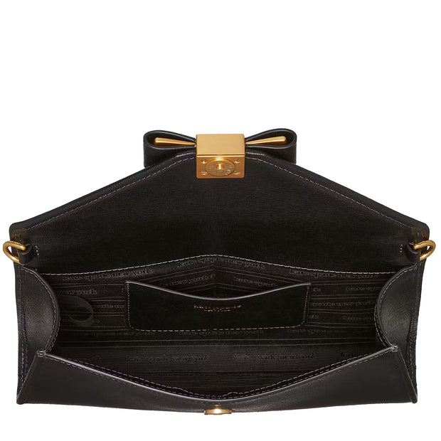 Interior View of Kate Spade Morgan Bow Embellished Envelope Flap Crossbody Bag - Black KF927
