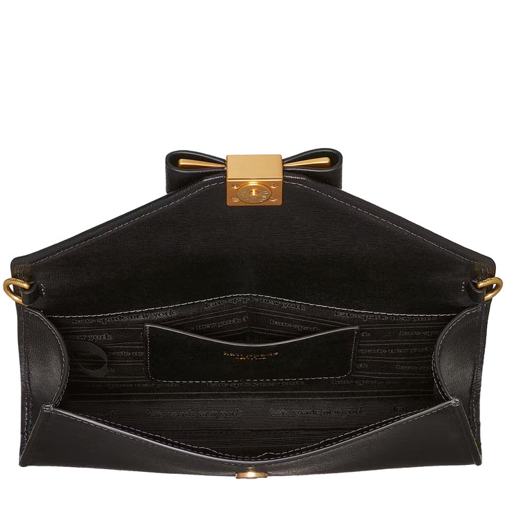 Interior View of Kate Spade Morgan Bow Embellished Envelope Flap Crossbody Bag - Black KF927