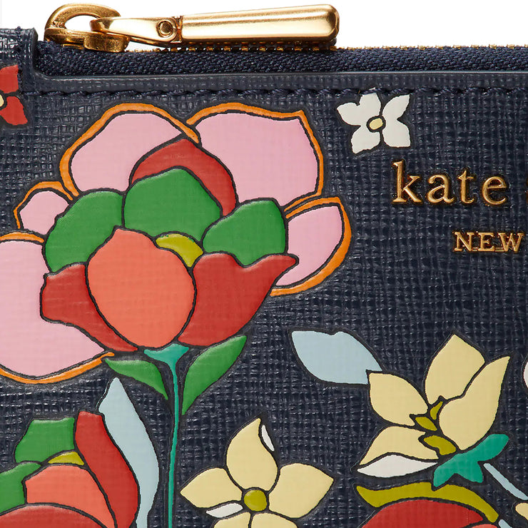 Kate Spade Morgan Flower Bed Embossed Small Slim Bifold Wallet in Blazer Blue Multi KB242