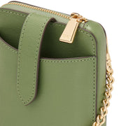 Closeup of Kate Spade Morgan North South Crossbody Bag - Cedar Stand KE348