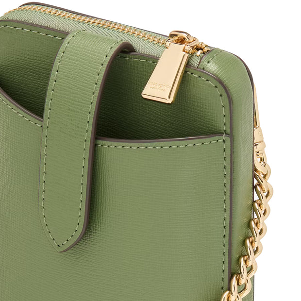 Closeup of Kate Spade Morgan North South Crossbody Bag - Cedar Stand KE348