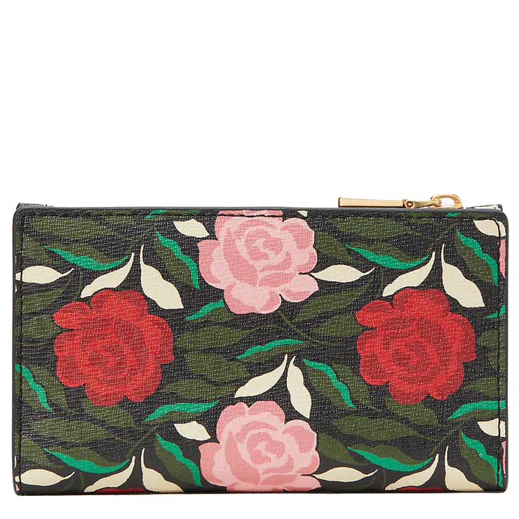 Kate Spade Morgan Rose Garden Small Slim Bifold Wallet in Black Multi k9240