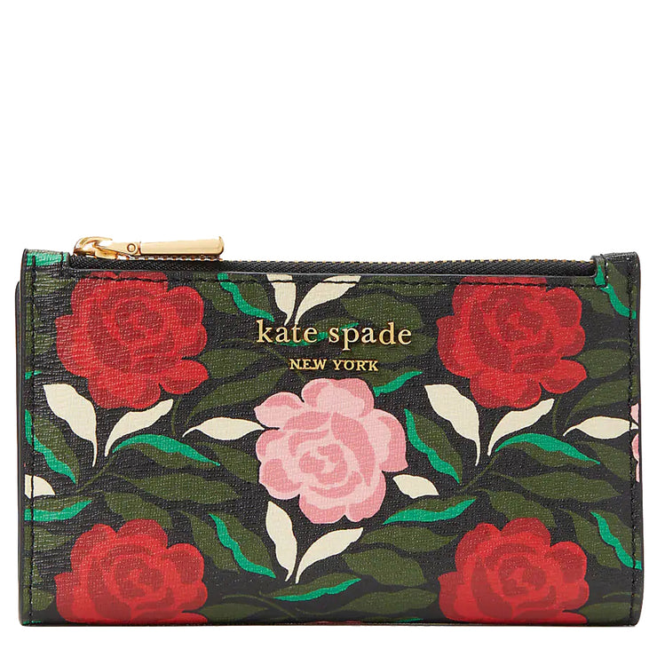 Kate Spade Morgan Rose Garden Small Slim Bifold Wallet in Black Multi k9240