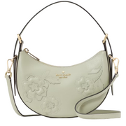 Front View of Kate Spade Nova Floral Applique Crescent Shoulder Bag - Sage Bundle KL938