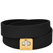 Front View of Kate Spade Phoebe Leather Double Wrap Bracelet - Black KL499