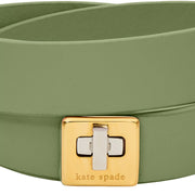 Closeup of Kate Spade Phoebe Leather Double Wrap Bracelet - Cedar Stand KL499