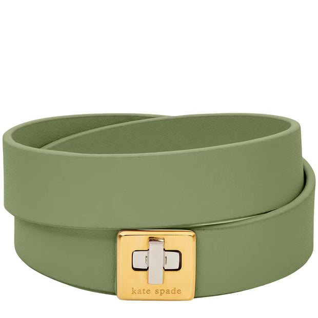 Front View of Kate Spade Phoebe Leather Double Wrap Bracelet - Cedar Stand KL499