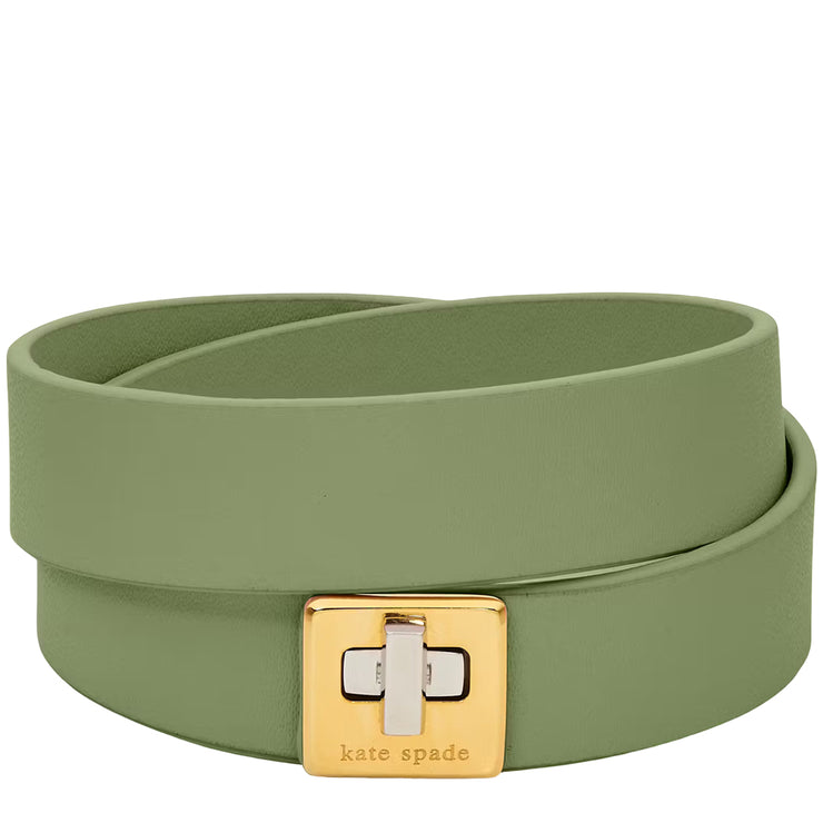 Front View of Kate Spade Phoebe Leather Double Wrap Bracelet - Cedar Stand KL499