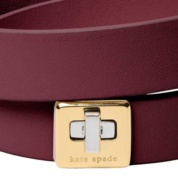 Closeup of Kate Spade Phoebe Leather Double Wrap Bracelet - Dark Merlot KL499