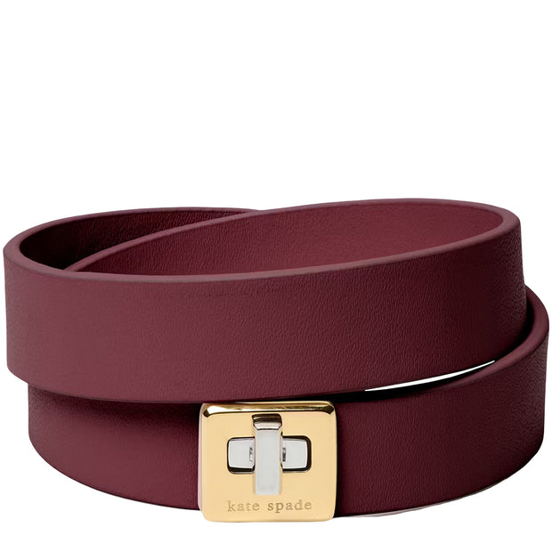 Front View of Kate Spade Phoebe Leather Double Wrap Bracelet - Dark Merlot KL499