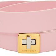 Closeup of Kate Spade Phoebe Leather Double Wrap Bracelet - Pink KL499