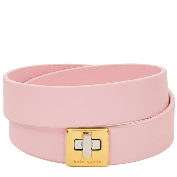 Front View of Kate Spade Phoebe Leather Double Wrap Bracelet - Pink KL499