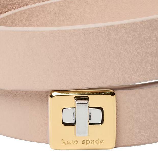 Closeup of Kate Spade Phoebe Leather Double Wrap Bracelet - Tan KL499