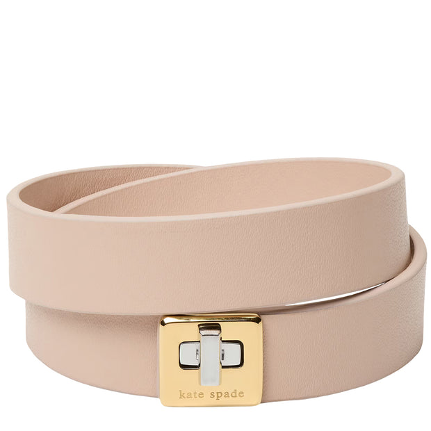 Front View of Kate Spade Phoebe Leather Double Wrap Bracelet - Tan KL499