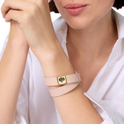 Model Wearing Kate Spade Phoebe Leather Double Wrap Bracelet - Tan KL499
