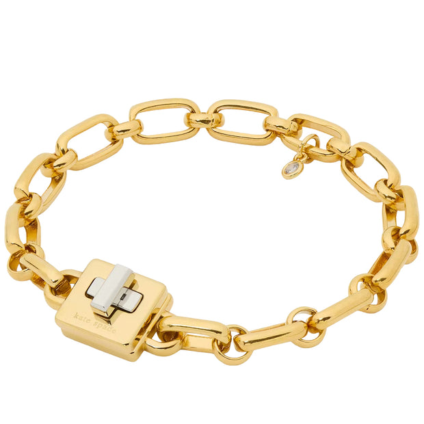 Front View of Kate Spade Phoebe Turnlock Bracelet - Gold/ Silver KL506