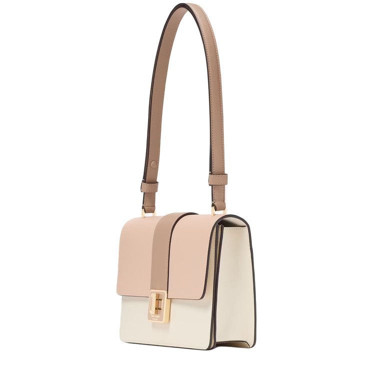 Side View of Kate Spade Phoebe Turnlock Shoulder Bag - Toasted Hazelnut Multi KK138