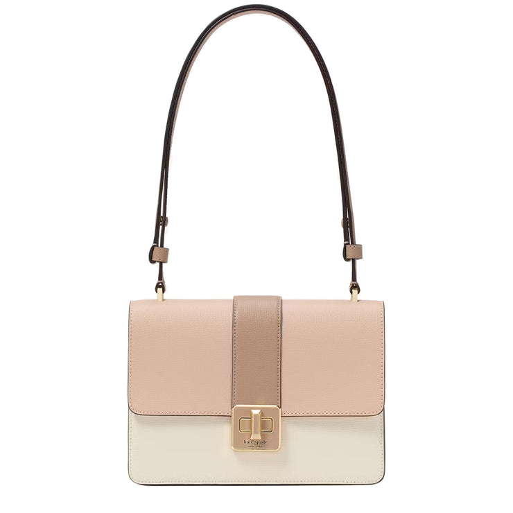 Front View of Kate Spade Phoebe Turnlock Shoulder Bag - Toasted Hazelnut Multi KK138