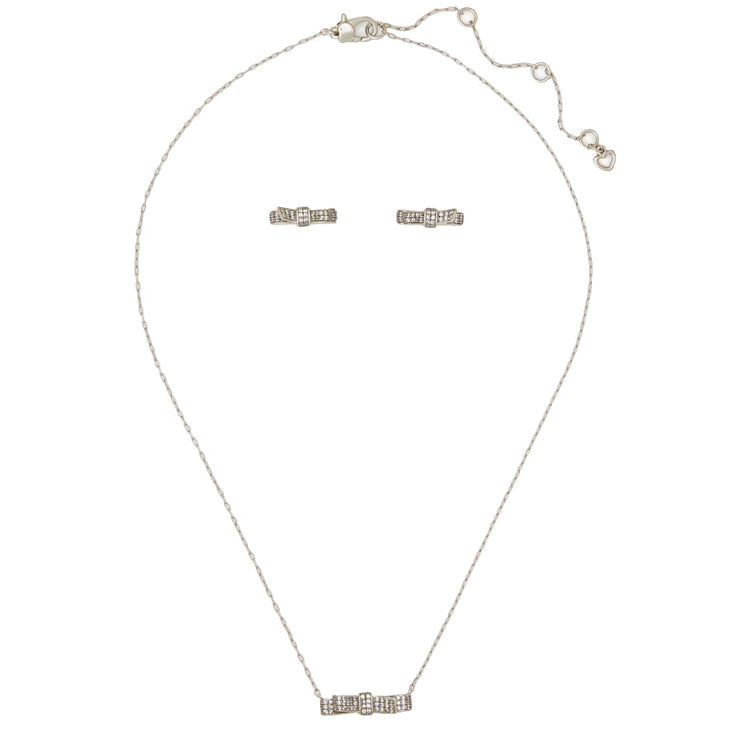 Buy Kate Spade Ribbon Studs Earrings and Pendant Necklace Boxed Set in Clear/ Silver ke952 Online in Singapore | PinkOrchard.com