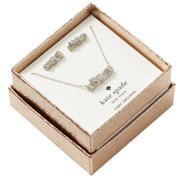 Buy Kate Spade Ribbon Studs Earrings and Pendant Necklace Boxed Set in Clear/ Silver ke952 Online in Singapore | PinkOrchard.com