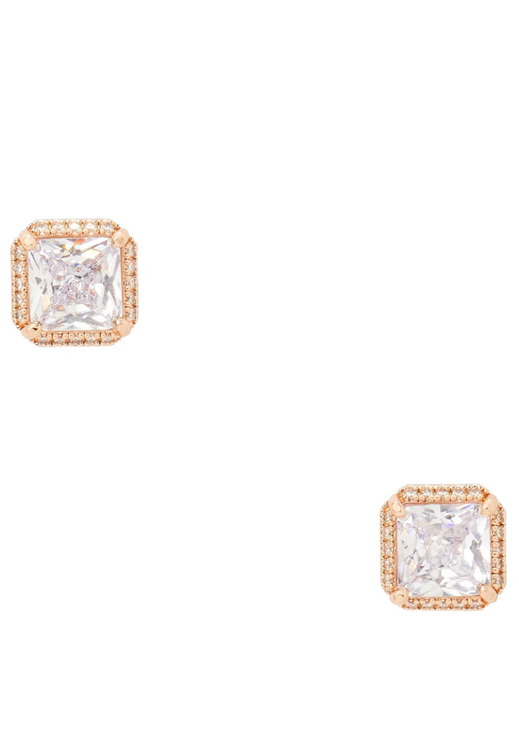 Buy Kate Spade Save The Date Pave Princess Cut Studs Earrings in Clear/ Rose Gold o0r00161 Online in Singapore | PinkOrchard.com