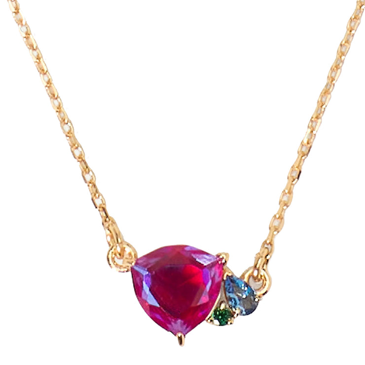 Front View of Kate Spade Shine Me Up Pendant Necklace in Red Multi KJ393