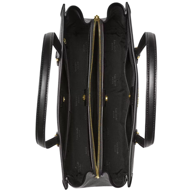 Interior View of Kate Spade Signature Spade Flower East West Large Laptop Tote Bag - Black KI791