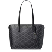Front View of Kate Spade Signature Spade Flower Large Tote Bag - Black KG086