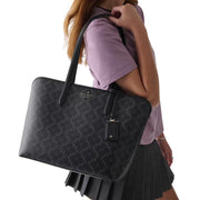 Model Wearing Kate Spade Signature Spade Flower Large Tote Bag - Black KG086