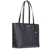 Side View of Kate Spade Signature Spade Flower Large Tote Bag - Black KG086