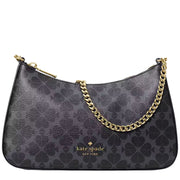 Front View of Kate Spade Signature Spade Flower Medium Convertible Crossbody Bag - Black KI381