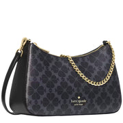 Side View of Kate Spade Signature Spade Flower Medium Convertible Crossbody Bag - Black KI381