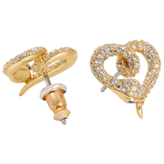 Kate Spade Snake Heart Studs Earrings in Clear/ Gold KK002