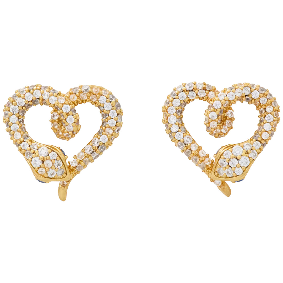 Buy Kate Spade Snake Heart Studs Earrings in Clear/ Gold