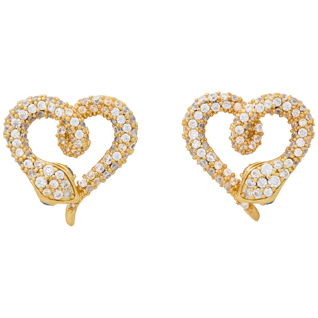 Kate Spade Snake Heart Studs Earrings in Clear/ Gold KK002