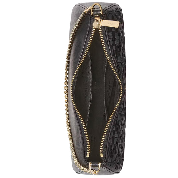 Interior View of Kate Spade Spade Flower Embroidered Medium Convertible Crossbody Bag - Black KL955